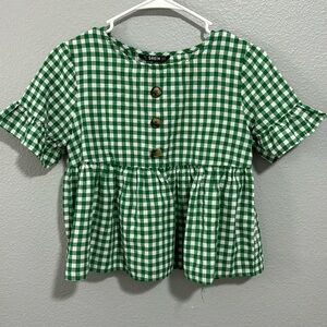 Green Checkered blouse